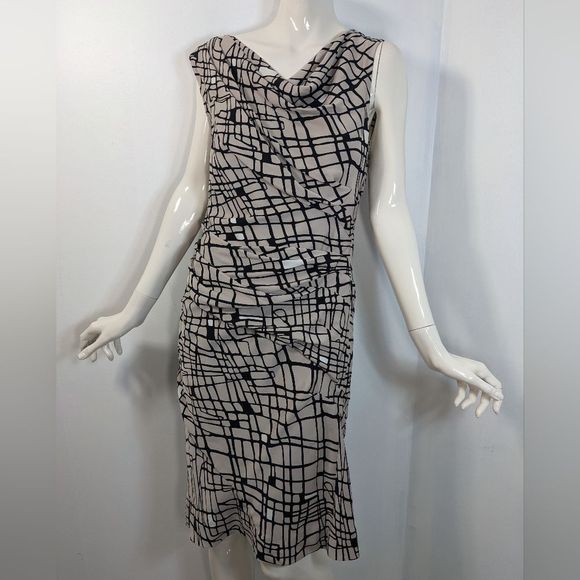 Diane Von Furstenberg Black and Cream Midi Dress - Picture 1 of 10
